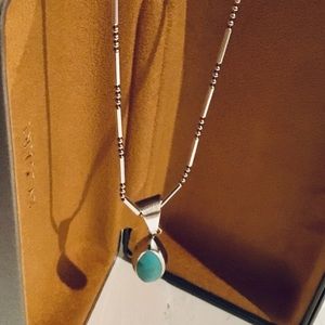 925 SILVER AND GENUINE TURQUOISE NECKLACE